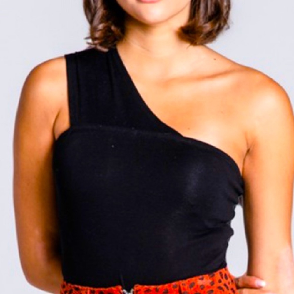Semi-Annual Sale|Black Asymmetrical Bodysuit|New